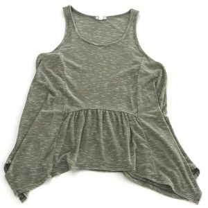 Green waffle knit tank top medium
